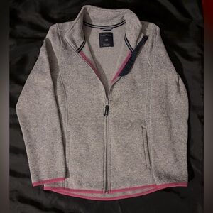 Grey Nautica Zip up girls sweater with pink trim size 12/14